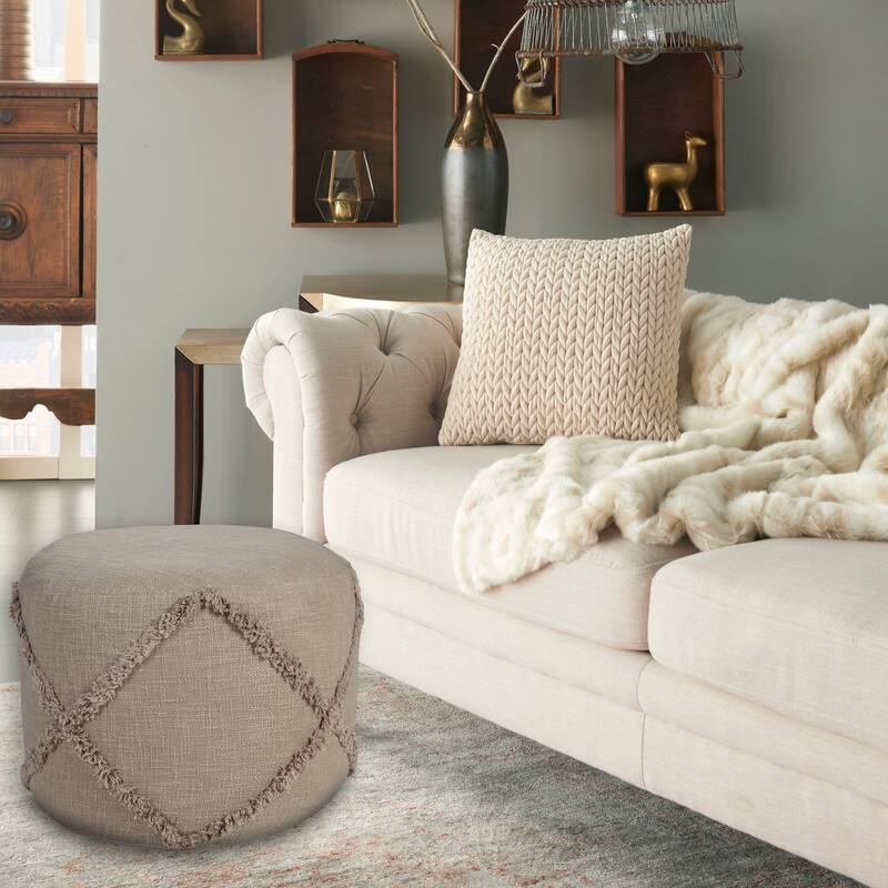 Sevita Solid Textured Decorative Diamond Pouf Ottoman