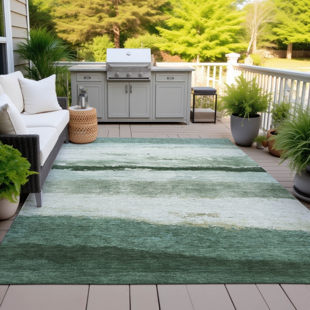 Machine Washable Indoor/Outdoor Watercolor Ombre Chantille Rug