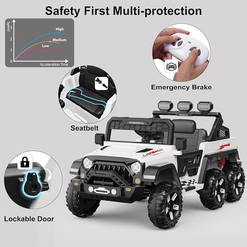 Ride on Car with 6 EVA Wheels&4WD, 24V Battery Powered Electric Car for Ages 3-6 Kids
