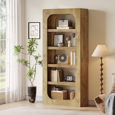 70.9-Inch Tall Bookcase 5-Tier Modern Wood Bookshelf for Living Room
