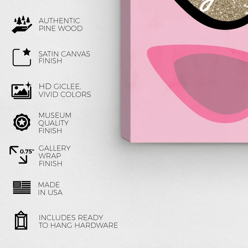 Wynwood Studio Prints Fashion and Glam Bye Next Sunglasses Pink and Metallic Gold Glam Wall Art Canvas Print
