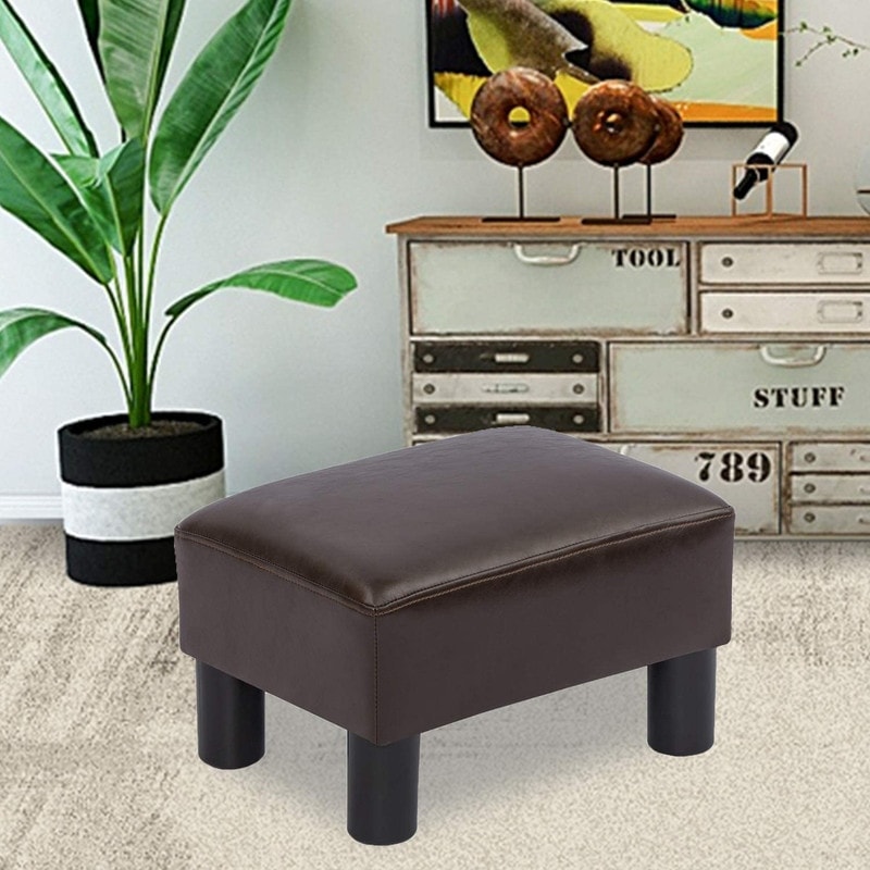 Adeco Small Rectangular Ottoman Footrest Stool Chair