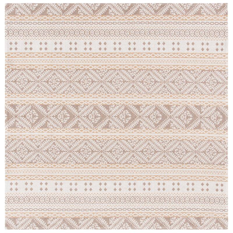 SAFAVIEH Augustine Tutku Contemporary Cotton Rug - 6'4" Square - Taupe/Cream