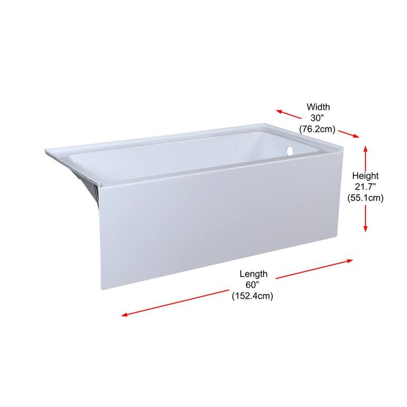 Indigo Home Alcove Soaking Bathtub 30x60 inch Right Drain in Glossy White