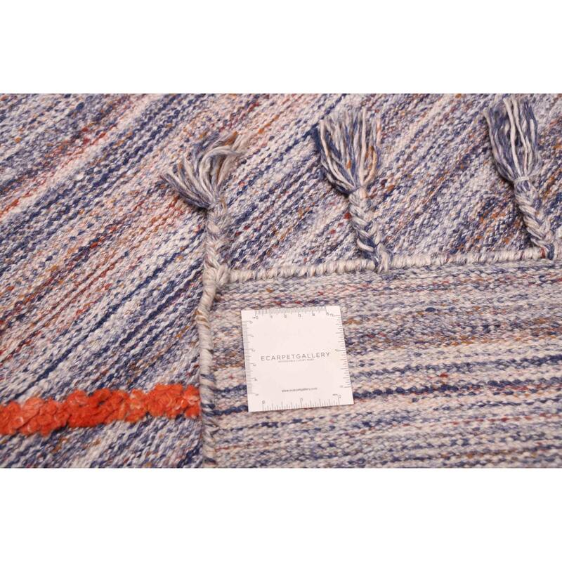 ECARPETGALLERY Flat-Weave Marrakech Indigo Wool Kilim - 5'4 x 7'9