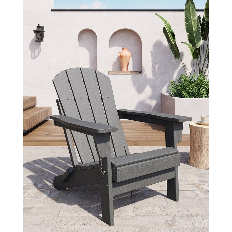 Folding Adirondack Chair, Outdoor Wooden Lounge Chair, Modern Lounger Adirondack Chair Ergonomic Extended Backrest
