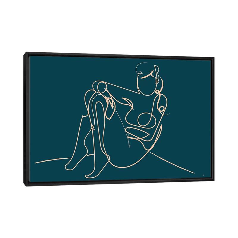 iCanvas "Teal Nude" by Dan Hobday Framed Canvas Print - Black - 32x48