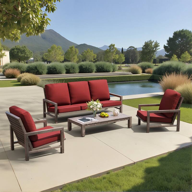 22''D x 21''W x 3.5''T Patio Fabric Outdoor Seat Cushions Set (Seat & Back)