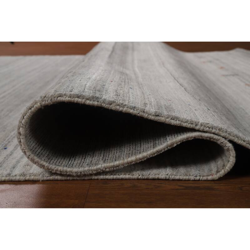 Hand Knotted Oriental 100% Wool Carpet Tribal Stripe Beige & Ivories Gabbeh Area Rug - 9' 3'' X 6' 2''