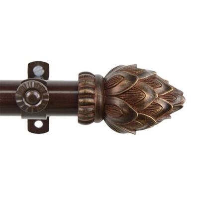 Metal Curtain Rod 48-84 Inch Adjustable, Cocoa Finish, Window Treatment Rod with Finials - 84