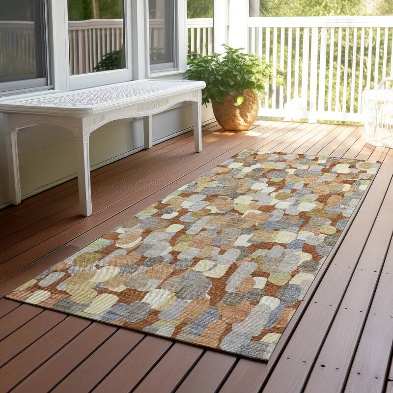 Machine Washable Indoor/ Outdoor Contemporary Drew Chantille Rug - Paprika - 2'3" x 7'6"