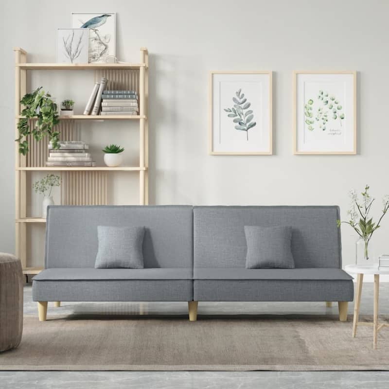 vidaXL Sofa Bed Modern Loveseat Sleeper Sofa Guest Bed with Pillows Fabric - 78.7" x 35" x 27.6" - Light gray