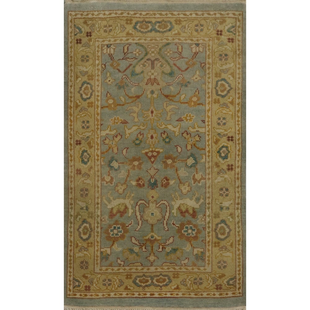 Hand Knotted Oriental 100% Wool Carpet Traditional All-Over Navy Blue & Blues Ziegler Area Rug - 3' 2'' X 2' 0''