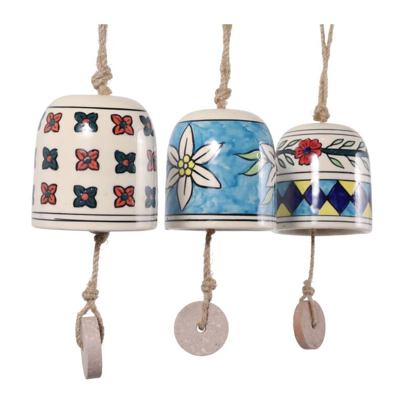 Decorative Handcrafted Ceramic Bells Windchimes - Garden Bell Art - 12.0"