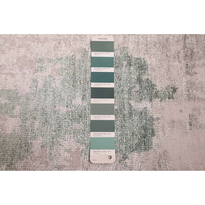 ECARPETGALLERY Hand-knotted Legacy Dark Green Silk, Wool Rug - 2'6 x 12'0