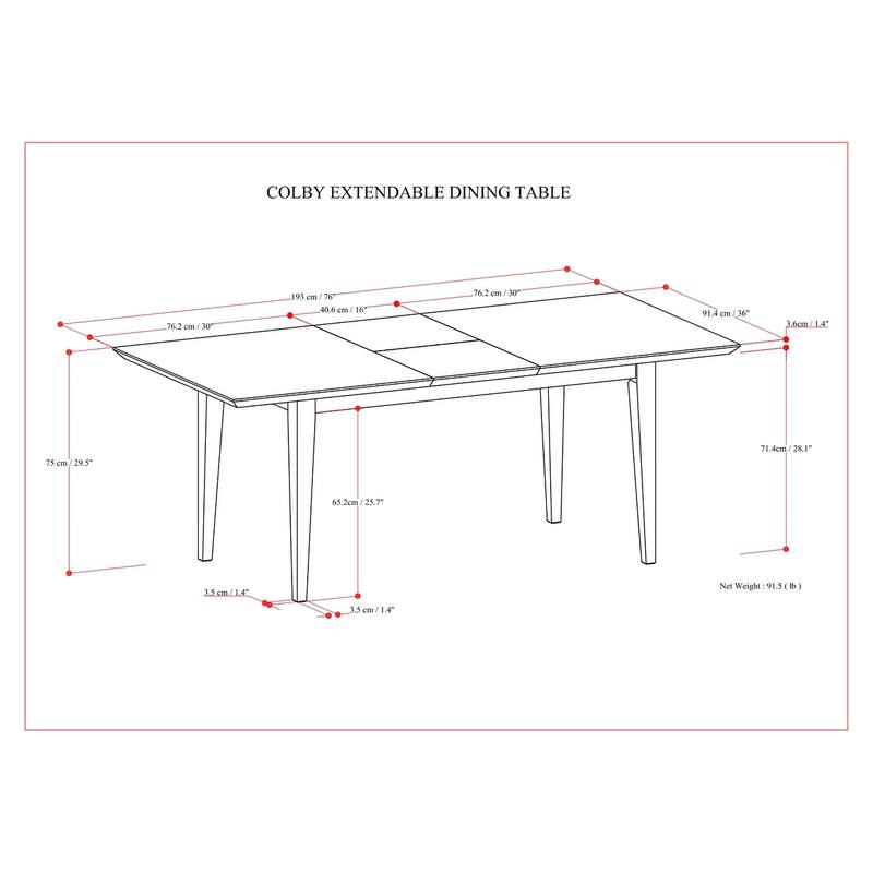 WyndenHall Fairway Extendable Dining Table in Oak - 76 inches wide
