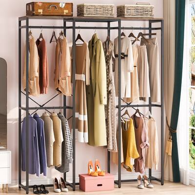 Freestanding Closet Organizer with Hanging Rods and Shelves
