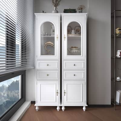 Tall Curio Cabinet Display Case with Scratch Acrylic Doors & Decorative Knobs