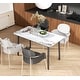 preview thumbnail 16 of 25, 55” Rectangular Kitchen Dining Table Sintered Stone Tempered Glass Top with Metal Frame Table