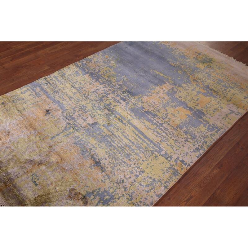 Contemporary Multicolor Abstract Area Rug Handmade Wool Carpet - 4'0"x 6'6"