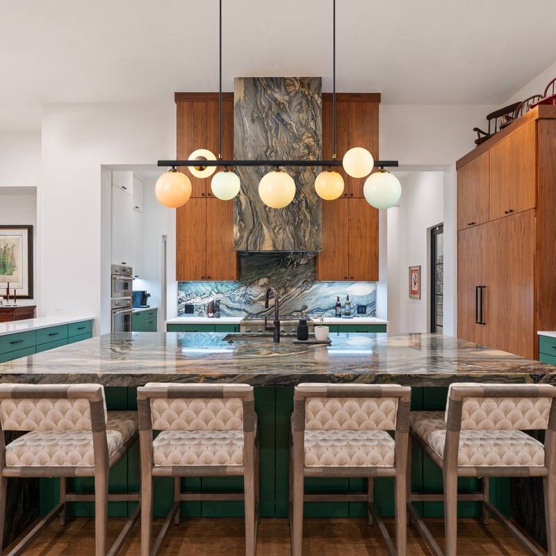 Modern 5-Light Linear Globe Chandelier Kitchen Island Pendant Light - Black