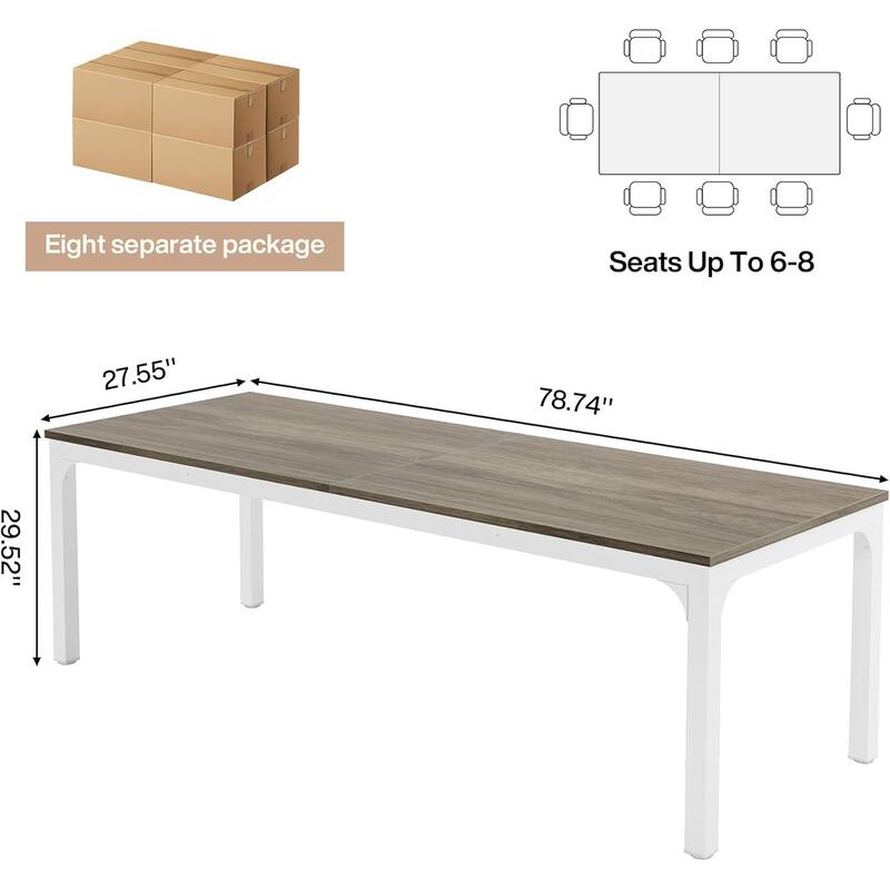 78.74-Inch Conference Table Set,13FT Conference Room Table, Large Rectangle Meeting Seminar Tables Set,Long Business Tables
