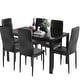 preview thumbnail 13 of 22, Grondin Modern Style 7-Piece Dining Room Table Set with Tempered Glass Tabletop and 6 PU Leather Upholstered Chairs