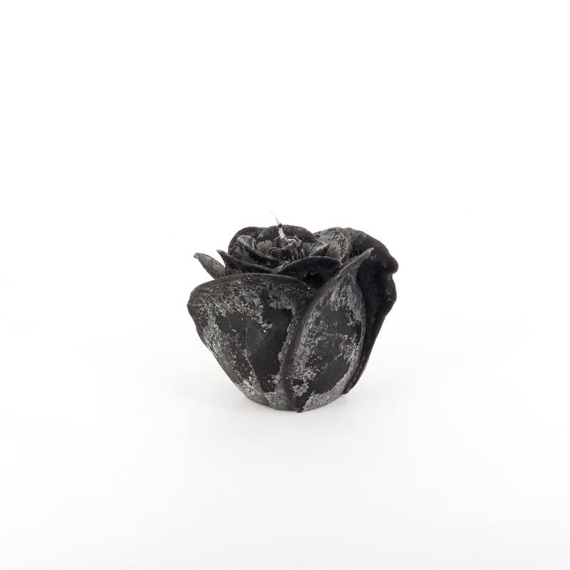 Large 1-Wick Rose Candle 5.5"Dia x 4.75" Black - Black