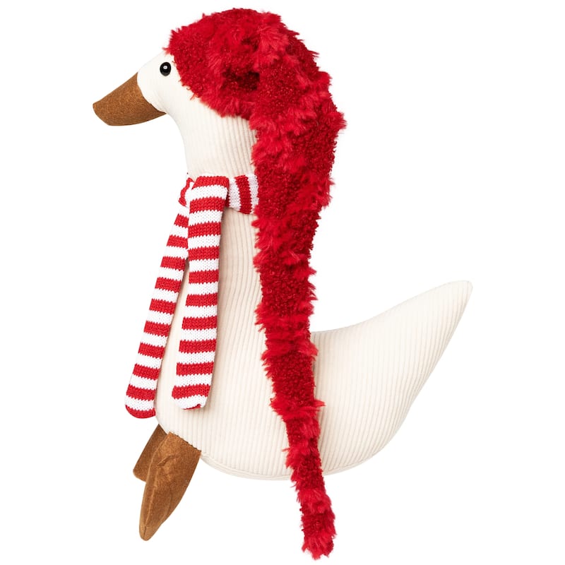 Plush Textured Swan Christmas Decoration - 13"