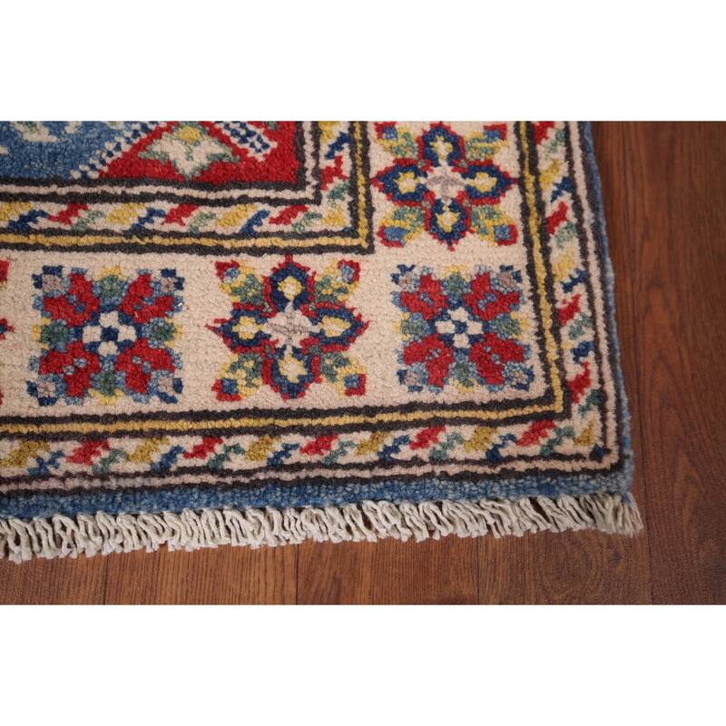 Blue Kazak Oriental Accent Rug Handmade Wool Carpet - 2'1"x 2'10"