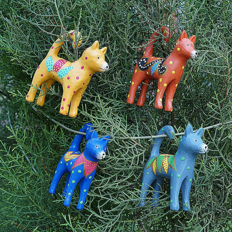 Novica Handmade Dog Tails Wood Ornaments (Set Of 4)