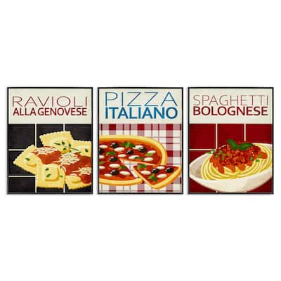 Stupell Classic Italian Pasta Meals Framed Giclee Art Design By Kim Allen (Set of 3)