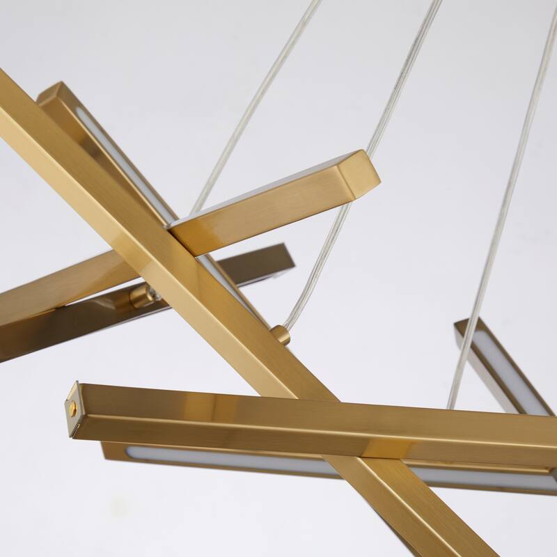 LED Integrated Nordic Modern Linear Sleek Gold Chandelier