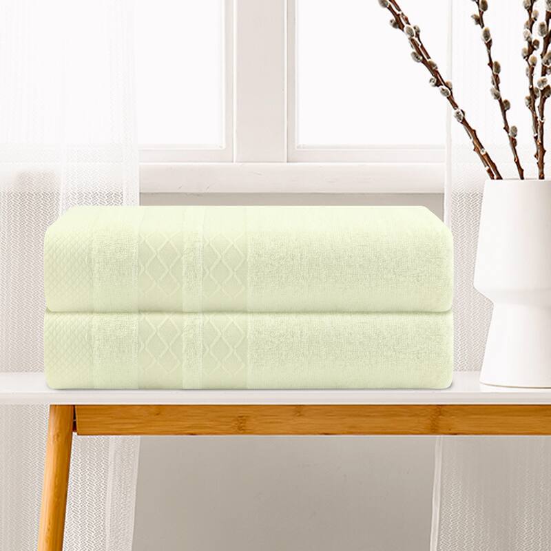Striped 2-Piece Cotton Bath Towels, Absorbent and Light Weight Towels for Bathroom, Hotel, Spa 28" x 56"