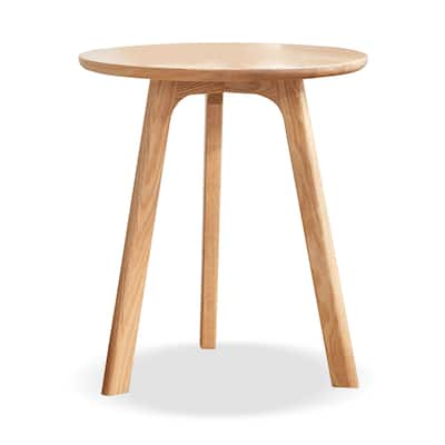 Round End Table- Small End Table Side Table Coffee Table Bedside Table Night Stand , 100% Natural Solid Oak Wood
