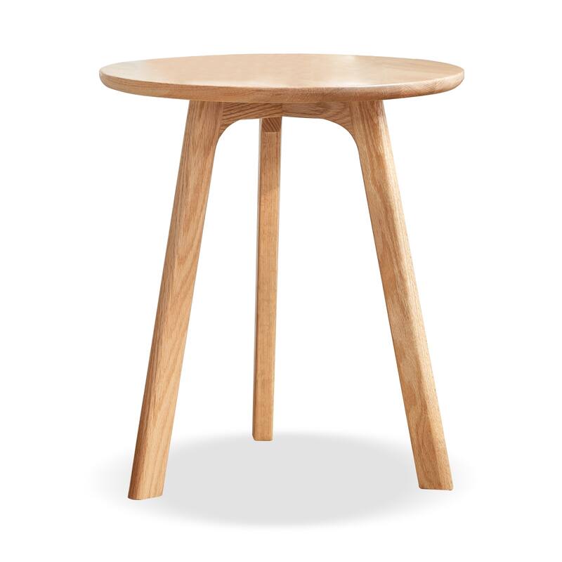 Round End Table Coffee Table - Natural - Wood