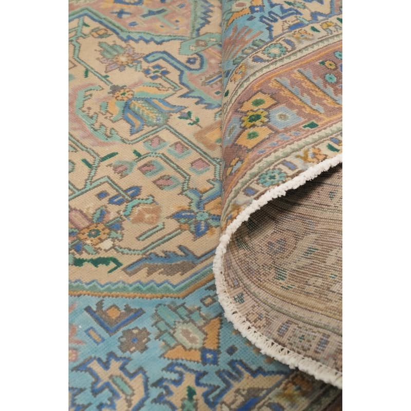 Hand Knotted Oriental 100% Wool Carpet Traditional Medallion Peach Tabriz Area Rug - 9' 6'' X 6' 7''