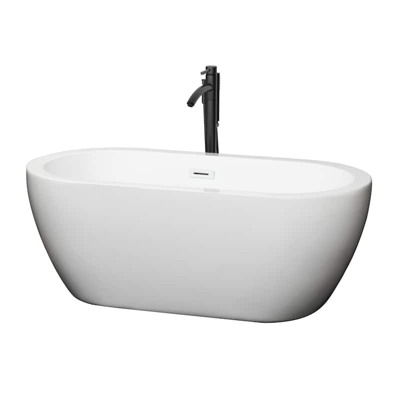 Wyndham Collection Soho 60-inch White Freestanding Soaking Bathtub