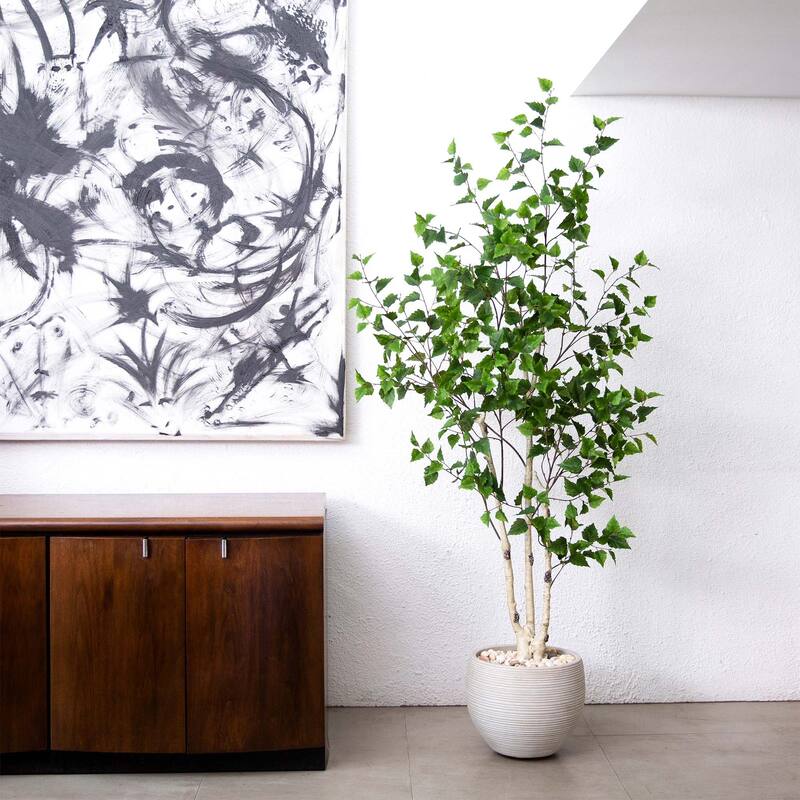 6' Artificial Birch Tree with Real Touch Leaves - Green