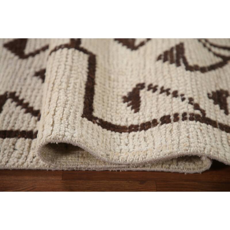 Beige Plush Anatolian Turkish Runner Rug Hand-knotted Wool Carpet - 3'5"x 11'6"