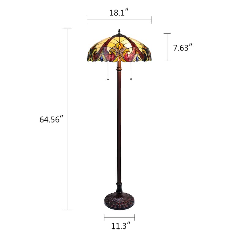 Tiffany-Style Victorian Design Dark Bronze Floor Lamp