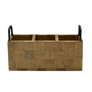 Mikasa Gourmet Basics Avery Checkered Wood Flatware Caddy
