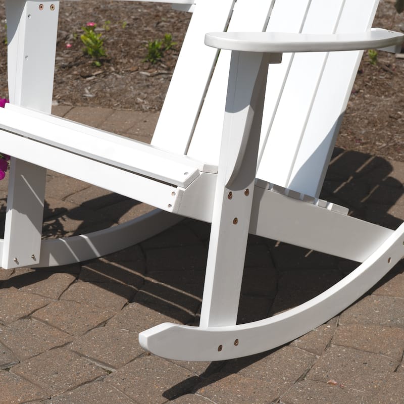 Gavil White Acacia Wood Adirondack Rocking Chair (Set of 2)
