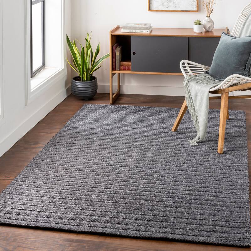 Strick & Bolton Carr Handwoven Viscose & Wool Area Rug - Charcoal - 2' x 3'