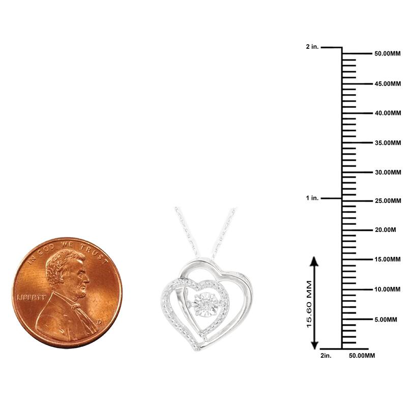 1/20ct Diamond Double Heart Pendant Necklace in Silver for Women - White