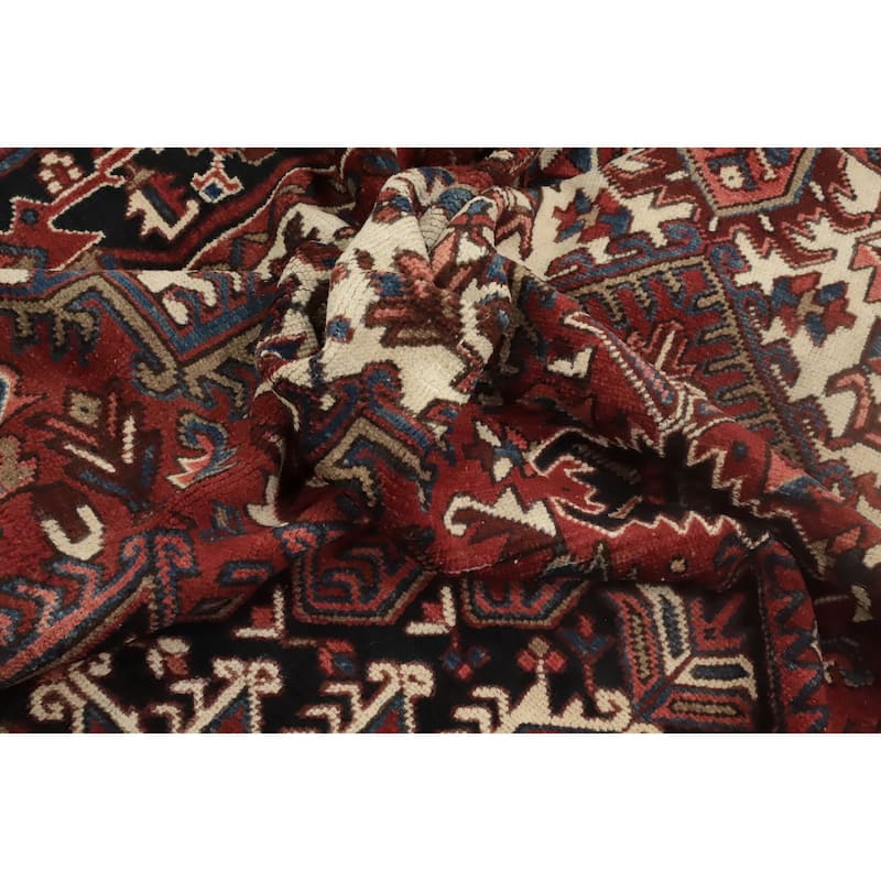 Hand Knotted Oriental 100% Wool Carpet Traditional Medallion Red Heriz Area Rug - 10' 1'' X 7' 1''