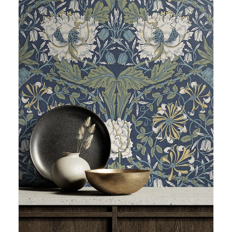 NextWall Ogee Flora Peel and Stick Wallpaper - 20.9 in. W x 18 ft. L