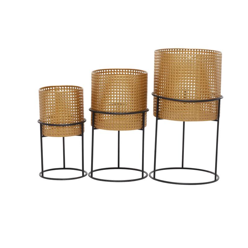 White Black or Gold Basket Style Glam Modern Planter Stands (Set of 3) - S/3 23", 19", 15"H