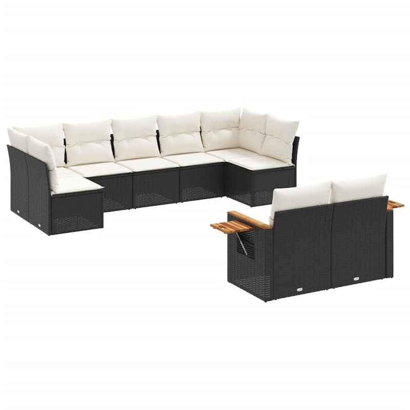vidaXL Patio Sofa Set with Cushions Outdoor Conversation Furniture Poly Rattan - 24.4 x 33.5 x 27.2 in
