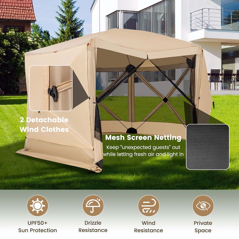 Pop Up Gazebo Portable Screen Tent Instant Canopy Shelter w/ Carry Bag